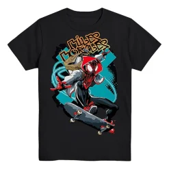 Miles Morales Little & Big Kid Boys Crew Neck Short Sleeve Regular Fit Spiderman Graphic T-Shirt