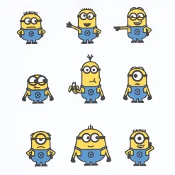 Minions Grid Boyfriend Tee Womens Juniors Crew Neck Short Sleeve Loose Fit Minions Graphic T-Shirt