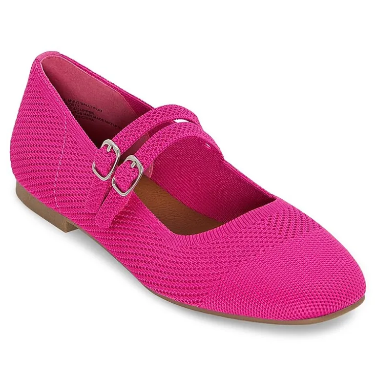 Mixit Double Buckle Mary Jane Womens Square Closed Toe Ballet Flats