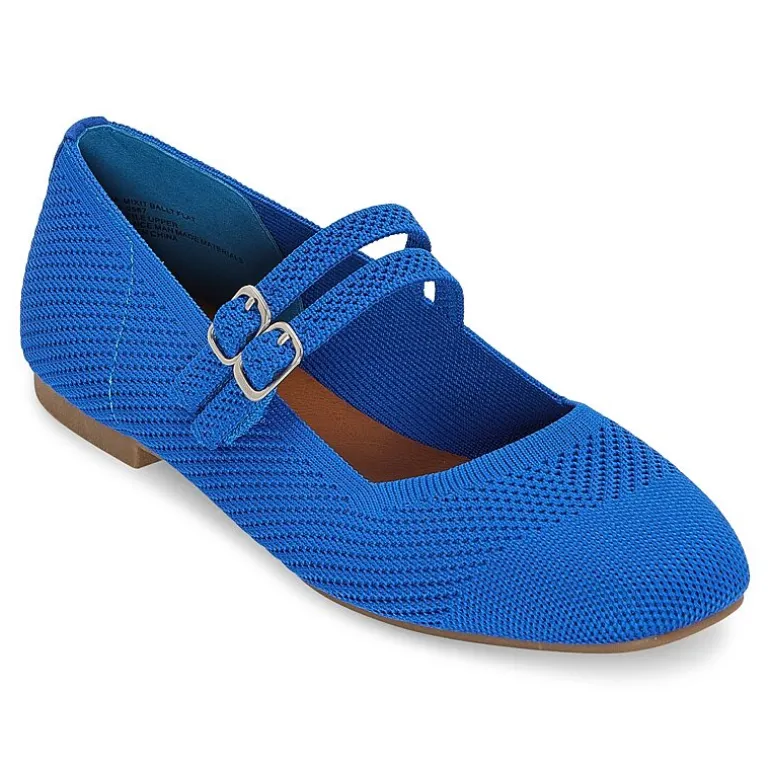Mixit Double Buckle Mary Jane Womens Square Closed Toe Ballet Flats