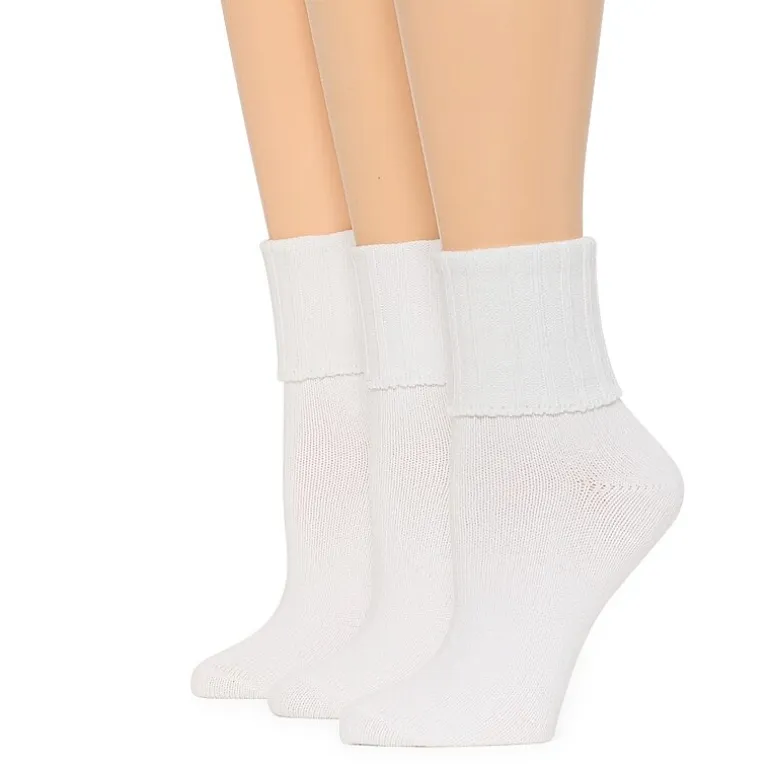 Mixit Essentials Thick Rib Womens 3 Pair Turncuff Socks