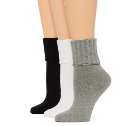 Mixit Essentials Thick Rib Womens 3 Pair Turncuff Socks