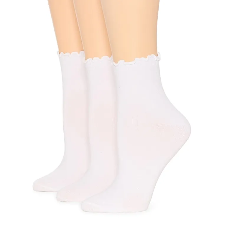 Mixit Lettuce Edge Womens 3 Pair Quarter Ankle Socks