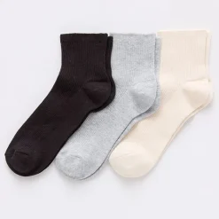 Mixit Rib Womens 3 Pair Quarter Ankle Socks