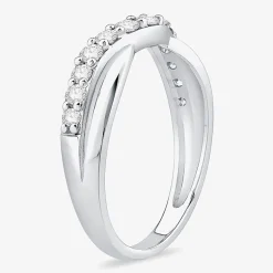 4MM 1/2 CT.T.W. Natural Diamond 10K or 14K White Gold Curved Wedding Band