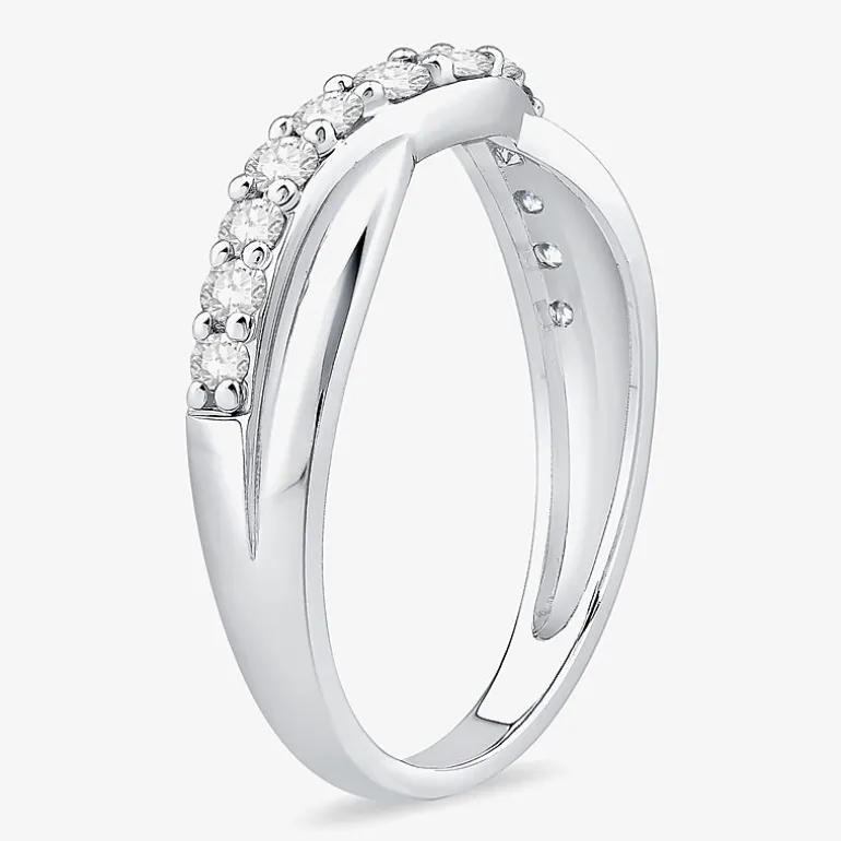 4MM 1/2 CT.T.W. Natural Diamond 10K or 14K White Gold Curved Wedding Band