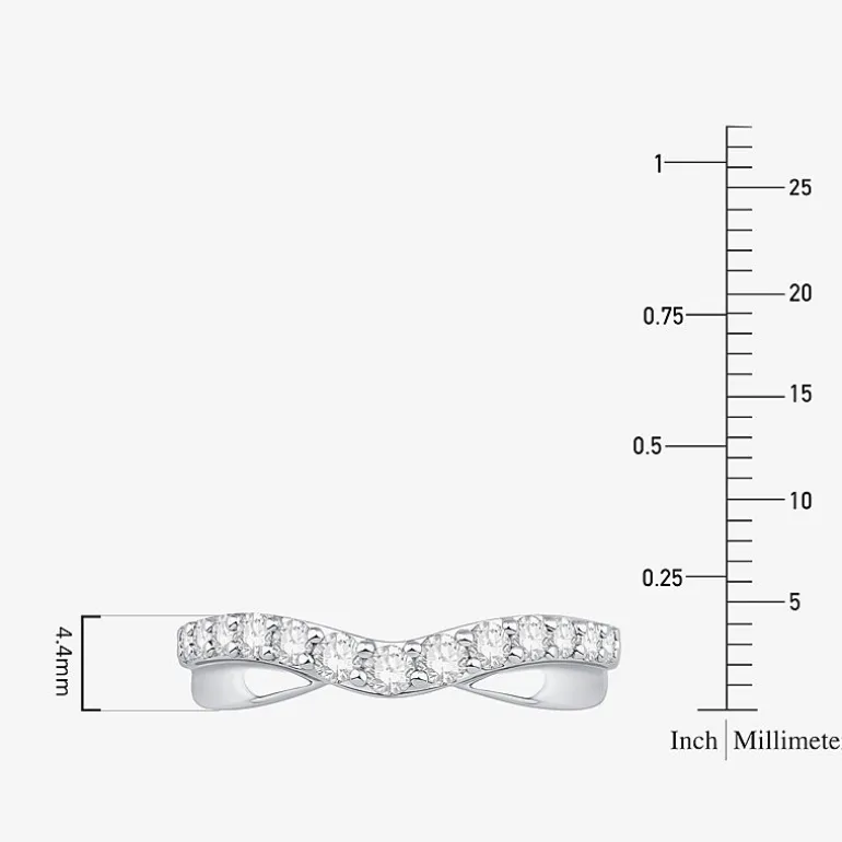4MM 1/2 CT.T.W. Natural Diamond 10K or 14K White Gold Curved Wedding Band