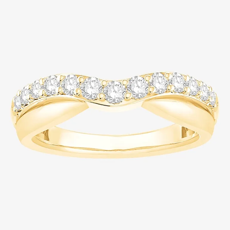 4MM 1/2 CT.T.W. Natural Diamond 10K or 14K White Gold Curved Wedding Band