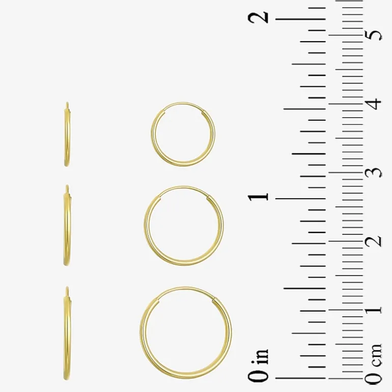 10mm, 12mm, 14mm Hoop 14K Gold 3 Pair Earring Set