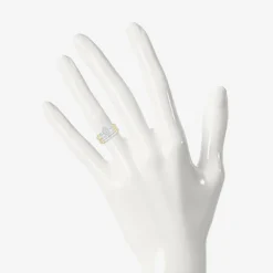 5.10mm Unisex Adult 1/4 CT. T.W. Natural White Diamond 10K Two Tone Gold Marquise Halo Side Stone Ring Set