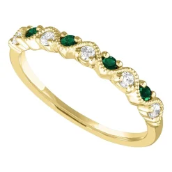 Modern Bride Gemstone 2.5MM 1/10 CT. T.W. Gemstone 10K White Gold Wedding Band