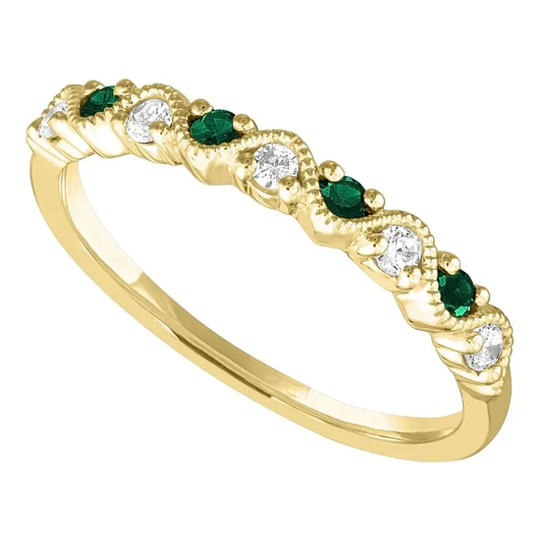Modern Bride Gemstone 2.5MM 1/10 CT. T.W. Gemstone 10K White Gold Wedding Band