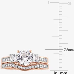 Modern Bride Gemstone Womens 1/8 CT. T.W. Lab Created White Sapphire 10K Gold Round 3-Stone Bridal Set