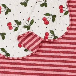 Modern Heirloom Cherry Scalloped Reversible Quilt Set