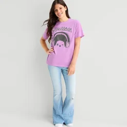Monchichi Boyfriend Tee Womens Juniors Crew Neck Short Sleeve Loose Fit Graphic T-Shirt