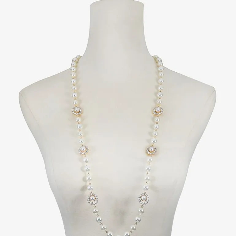 Monet Jewelry Gold Tone Halo Womens Glass 36 Inch Strand Necklace