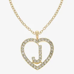 Monet Jewelry Gold Tone Initial Pendant Necklace & Stud Earring Womens Glass Heart 2-pc. Jewelry Set