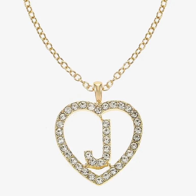Monet Jewelry Gold Tone Initial Pendant Necklace & Stud Earring Womens Glass Heart 2-pc. Jewelry Set