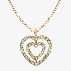 Monet Jewelry Gold Tone Initial Pendant Necklace & Stud Earring Womens Glass Heart 2-pc. Jewelry Set