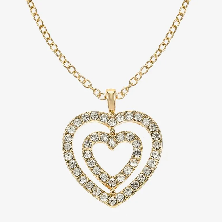 Monet Jewelry Gold Tone Initial Pendant Necklace & Stud Earring Womens Glass Heart 2-pc. Jewelry Set