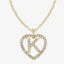 Monet Jewelry Gold Tone Initial Pendant Necklace & Stud Earring Womens Glass Heart 2-pc. Jewelry Set