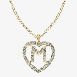 Monet Jewelry Gold Tone Initial Pendant Necklace & Stud Earring Womens Glass Heart 2-pc. Jewelry Set