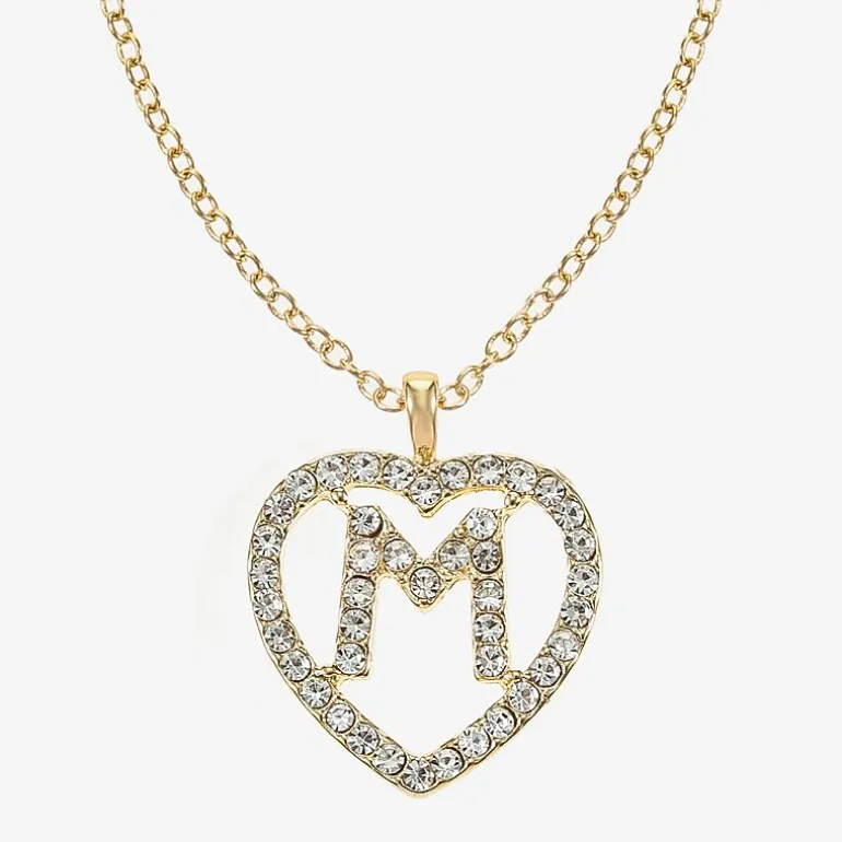 Monet Jewelry Gold Tone Initial Pendant Necklace & Stud Earring Womens Glass Heart 2-pc. Jewelry Set
