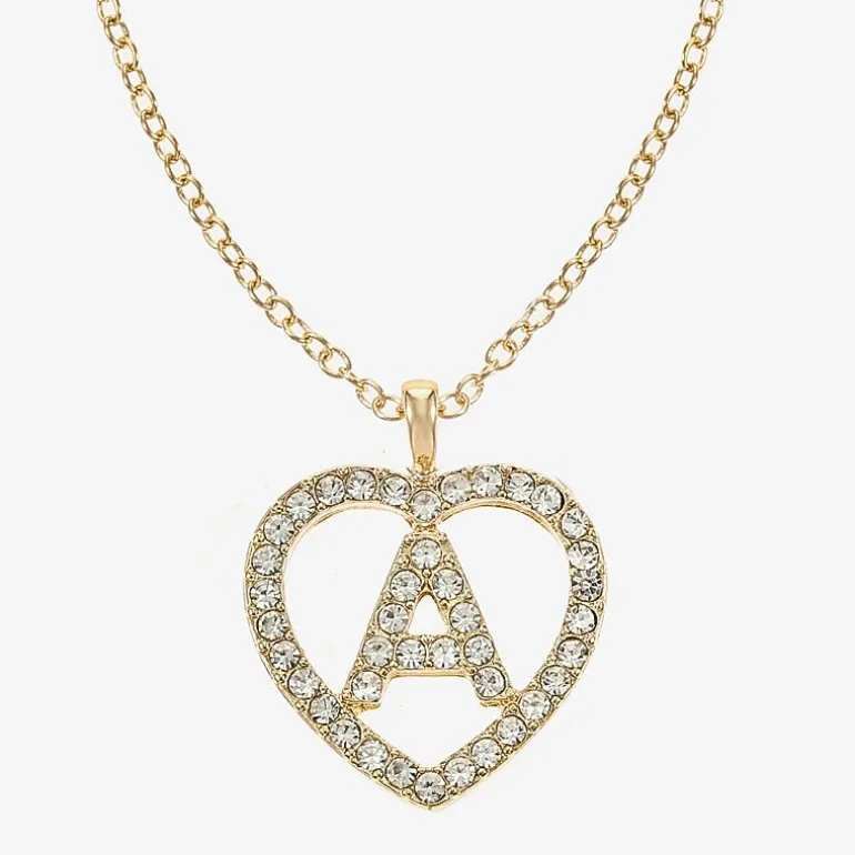 Monet Jewelry Gold Tone Initial Pendant Necklace & Stud Earring Womens Glass Heart 2-pc. Jewelry Set