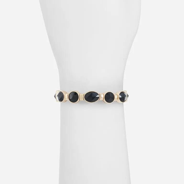 Monet Jewelry Gold Tone Womens Black Stretch Bracelet