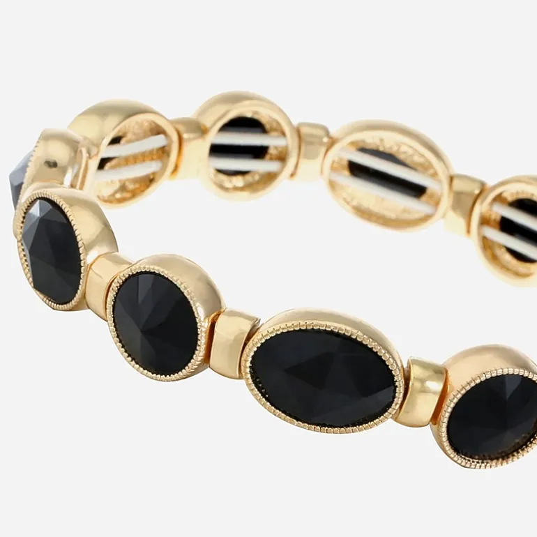Monet Jewelry Gold Tone Womens Black Stretch Bracelet
