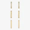 Monet Jewelry Gold Tone Womens Glass Hypoallergenic 3 Pair Earring Set