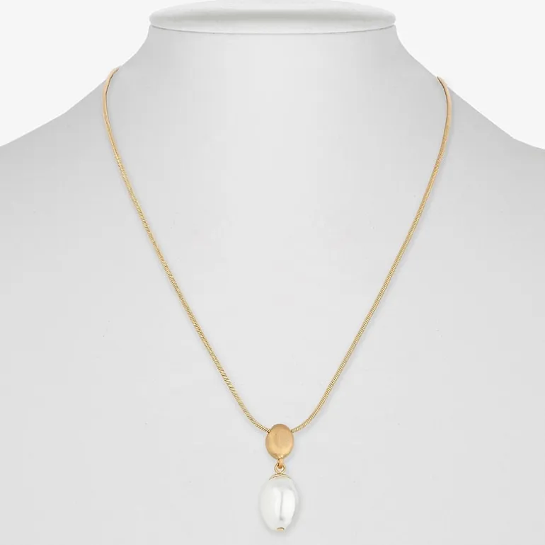 Monet Jewelry Gold Tone Womens Simulated Pearl Oval 17 Inch Pendant Necklace