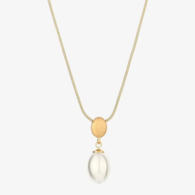 Monet Jewelry Gold Tone Womens Simulated Pearl Oval 17 Inch Pendant Necklace
