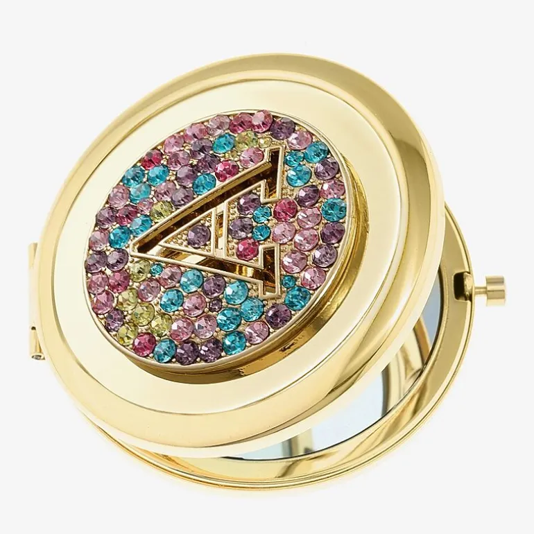 Monet Jewelry Initial Gold Tone Round Compact Mirror