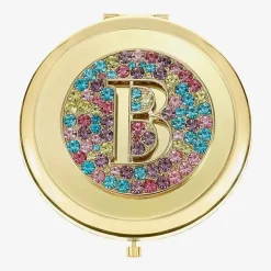 Monet Jewelry Initial Gold Tone Round Compact Mirror