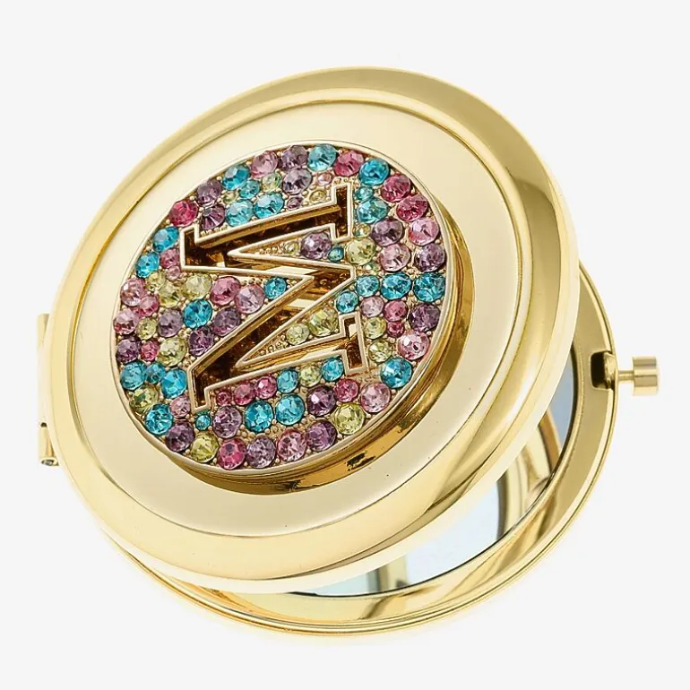 Monet Jewelry Initial Gold Tone Round Compact Mirror