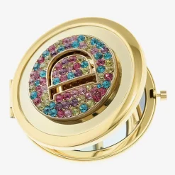 Monet Jewelry Initial Gold Tone Round Compact Mirror