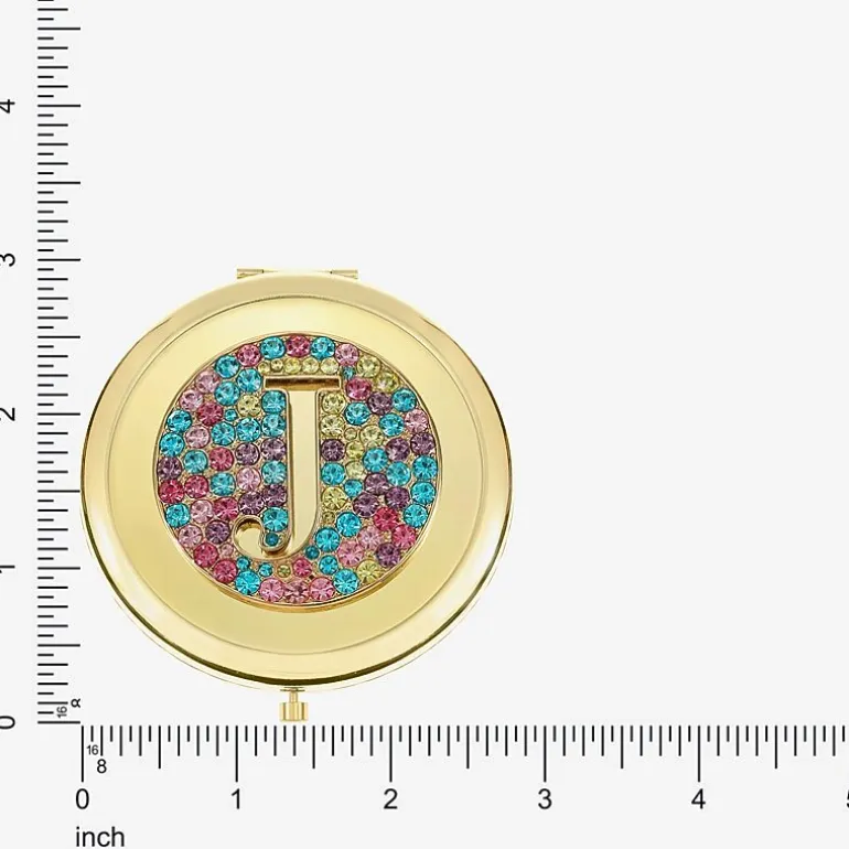 Monet Jewelry Initial Gold Tone Round Compact Mirror