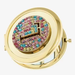 Monet Jewelry Initial Gold Tone Round Compact Mirror