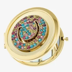 Monet Jewelry Initial Gold Tone Round Compact Mirror