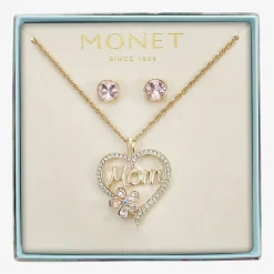 Monet Jewelry Mom Womens Pink Glass Heart 2-pc. Jewelry Set