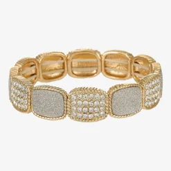 Monet Jewelry Rope Twist Womens Glass Rectangular Stretch Bracelet
