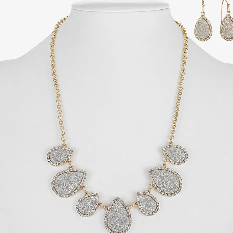Monet Jewelry Two Tone Collar Frontal Necklaces & Drop Earring Womens Glass 2-pc. Jewelry Set