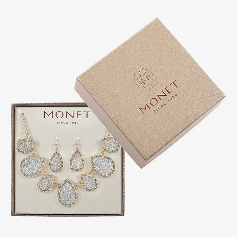 Monet Jewelry Two Tone Collar Frontal Necklaces & Drop Earring Womens Glass 2-pc. Jewelry Set