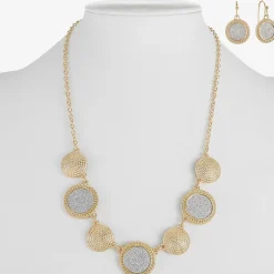 Monet Jewelry Two Tone Collar Frontal Necklaces & Drop Earring Womens Round 2-pc. Jewelry Set
