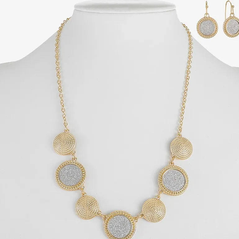 Monet Jewelry Two Tone Collar Frontal Necklaces & Drop Earring Womens Round 2-pc. Jewelry Set