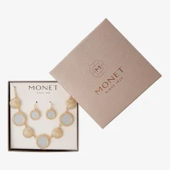Monet Jewelry Two Tone Collar Frontal Necklaces & Drop Earring Womens Round 2-pc. Jewelry Set