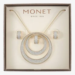 Monet Jewelry Two Tone Pendant Necklace And Huggie Earring Womens 2-pc. Jewelry Set