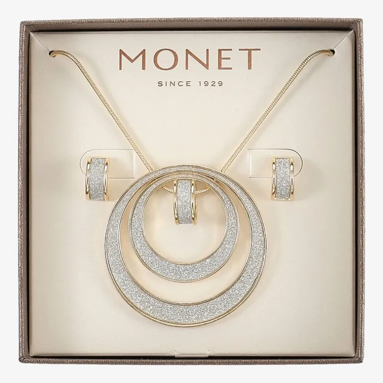 Monet Jewelry Two Tone Pendant Necklace And Huggie Earring Womens 2-pc. Jewelry Set