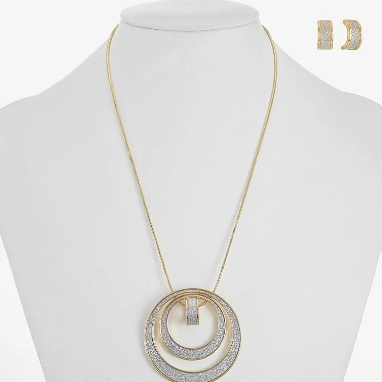 Monet Jewelry Two Tone Pendant Necklace And Huggie Earring Womens 2-pc. Jewelry Set